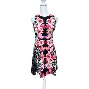 H&M Floral Fit & Flare Dress Womens Small Sleeveless Stretch